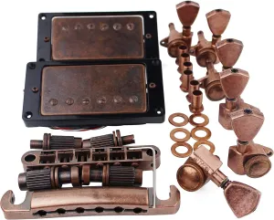 Guyker Bronze Electric Guitar Accessories Set, Locking Tuners (3R   3L), Pickup, Bridge and Tailpiece Replacement