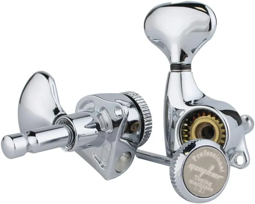 Guyker Guitar Locking Tuners (3L   3R) - 1:21 Lock String Tuning Key Pegs Machine Head Set Replacement for ST TL SG LP Style Electric, Folk or Acoustic Guitars - Chrome