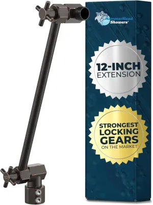 HammerHead Showers® ALL METAL 12 Inch Shower Head Extension Arm - Adjustable Shower Arm Extension Raises Showerhead Height - Shower Extender Arm Supports up to 10lbs — Oil Rubbed Bronze