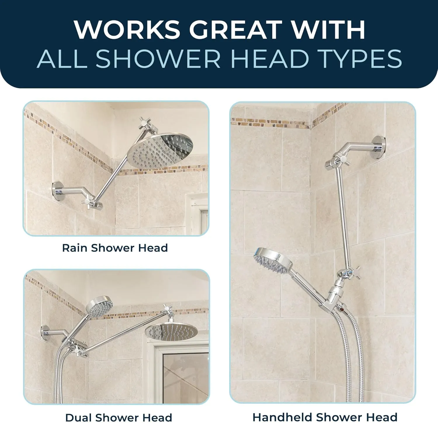 HammerHead Showers® ALL METAL 12 Inch Shower Head Extension Arm - Adjustable Shower Arm Extension Raises Showerhead Height - Shower Extender Arm Supports up to 10lbs — Oil Rubbed Bronze