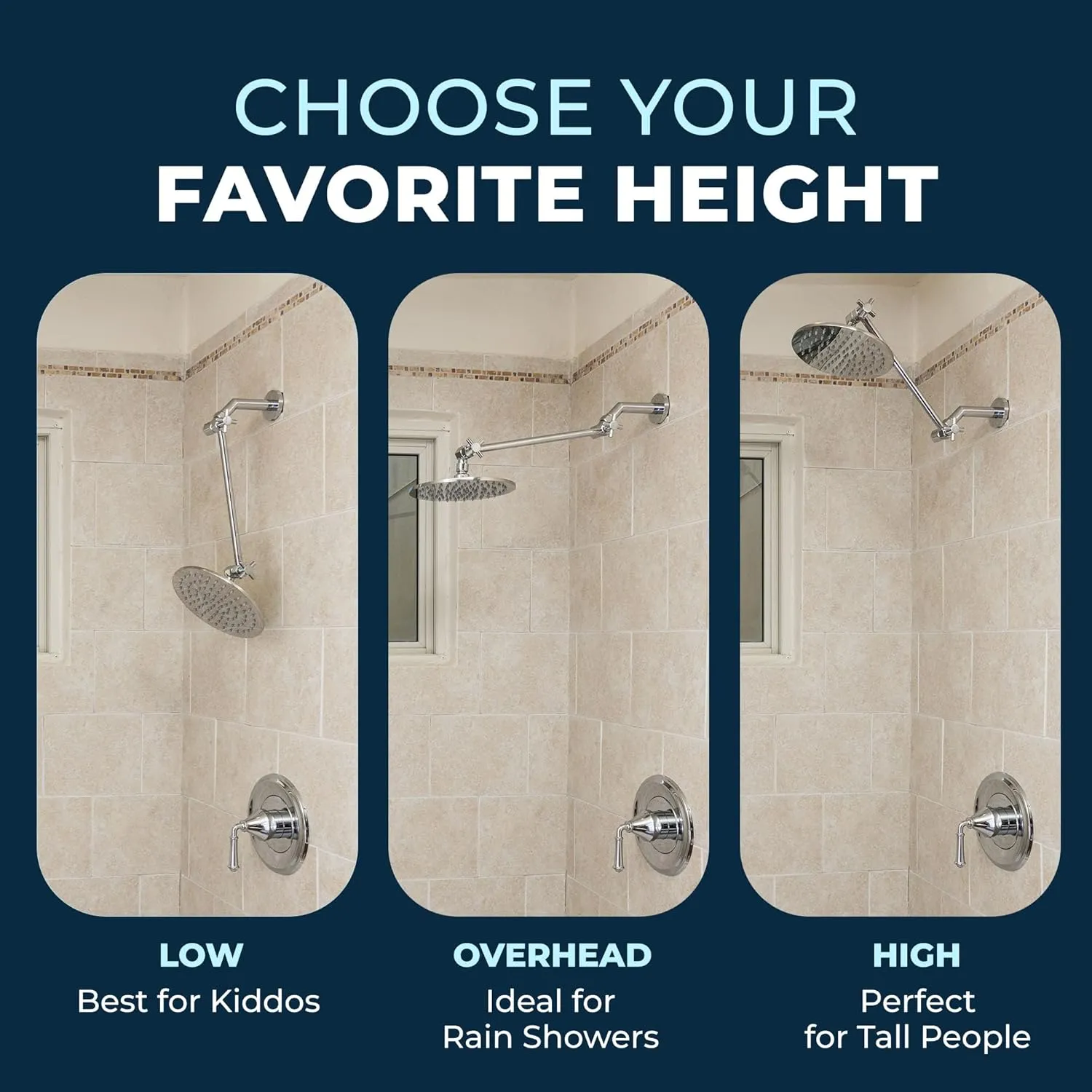 HammerHead Showers® ALL METAL 12 Inch Shower Head Extension Arm - Adjustable Shower Arm Extension Raises Showerhead Height - Shower Extender Arm Supports up to 10lbs — Oil Rubbed Bronze
