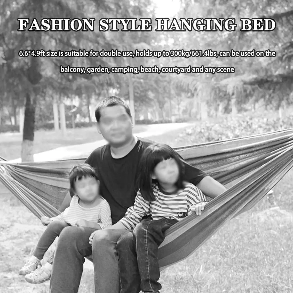 Hammock, Double Hammock for Camping, Hanging Bed Gear for Outdoors Backpacking Survival Or Travel,Portable Canvas Parachute,(Beige-White)