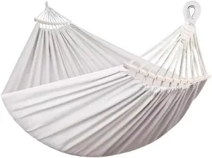 Hammock, Double Hammock for Camping, Hanging Bed Gear for Outdoors Backpacking Survival Or Travel,Portable Canvas Parachute,(Beige-White)