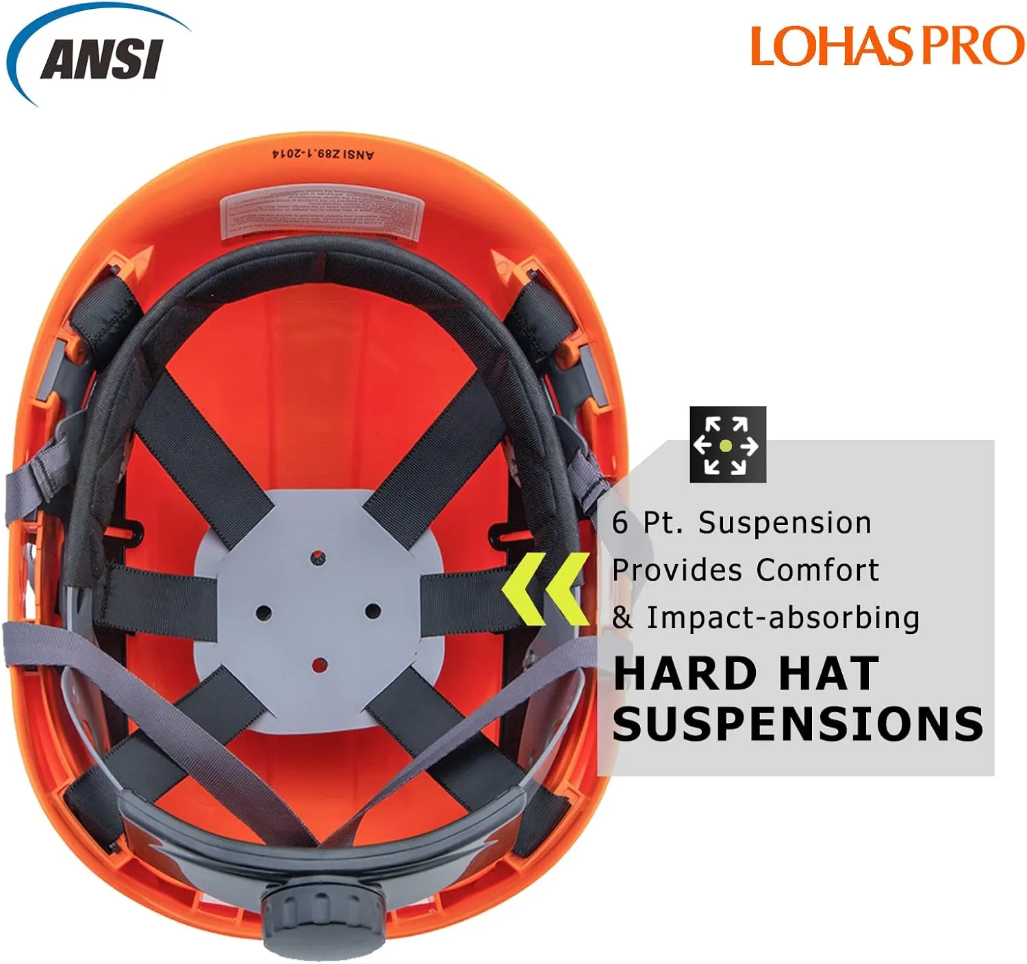 Hard Hats Construction Safety Helmet ANSI Z89.1 Approved OSHA Hardhat, LOHASPRO Vented Men Worker Orange Hard Hat with Chin Strap Tree Climbing Rescue Arborist Helmet (P4 Orange)