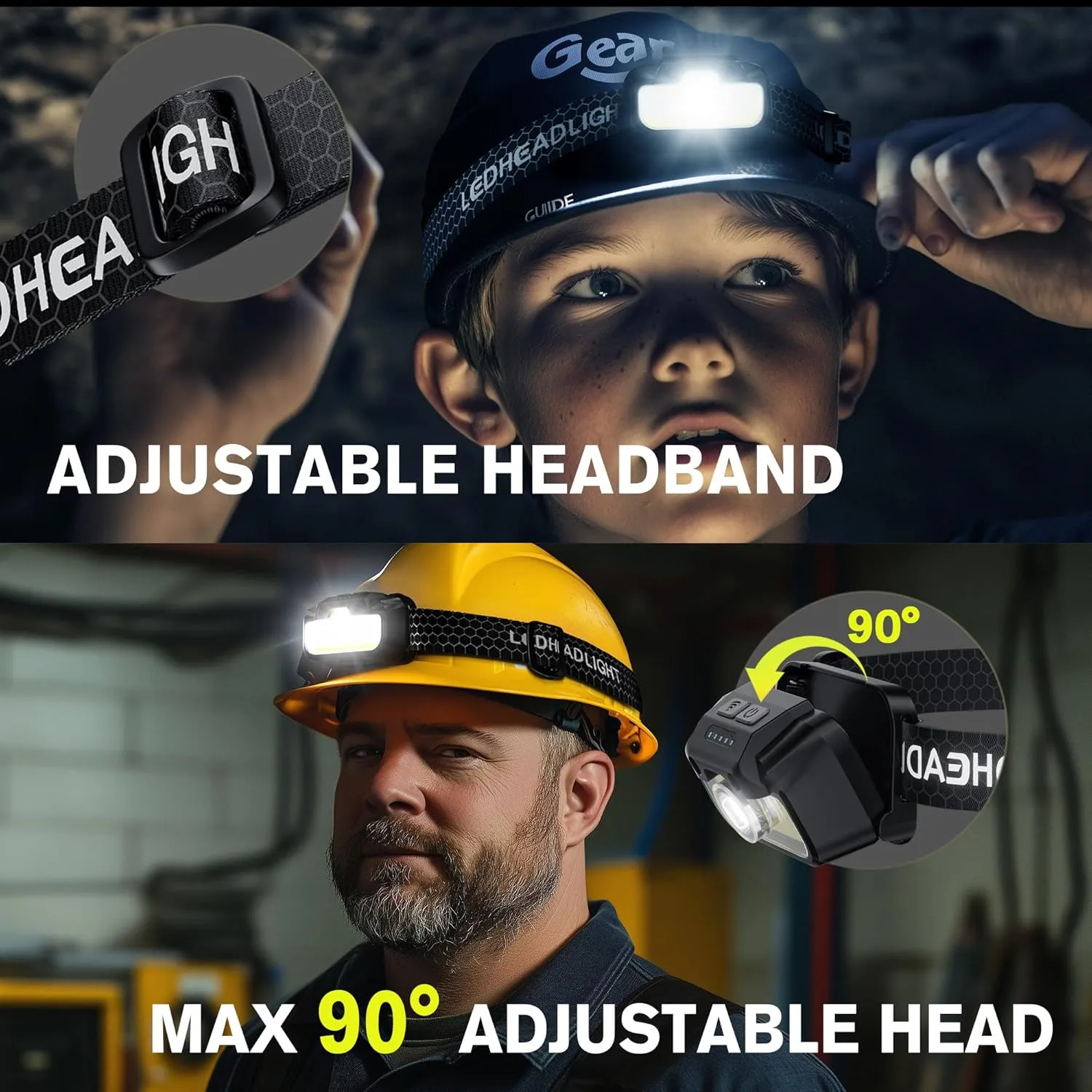Headlamp Rechargeable, 1300 Lumen Lightweight Bright with White Green Red Headlamp Flashlight, Waterproof Motion Sensor Head Lamp,14 Modes for Outdoor Camping Running Cycling