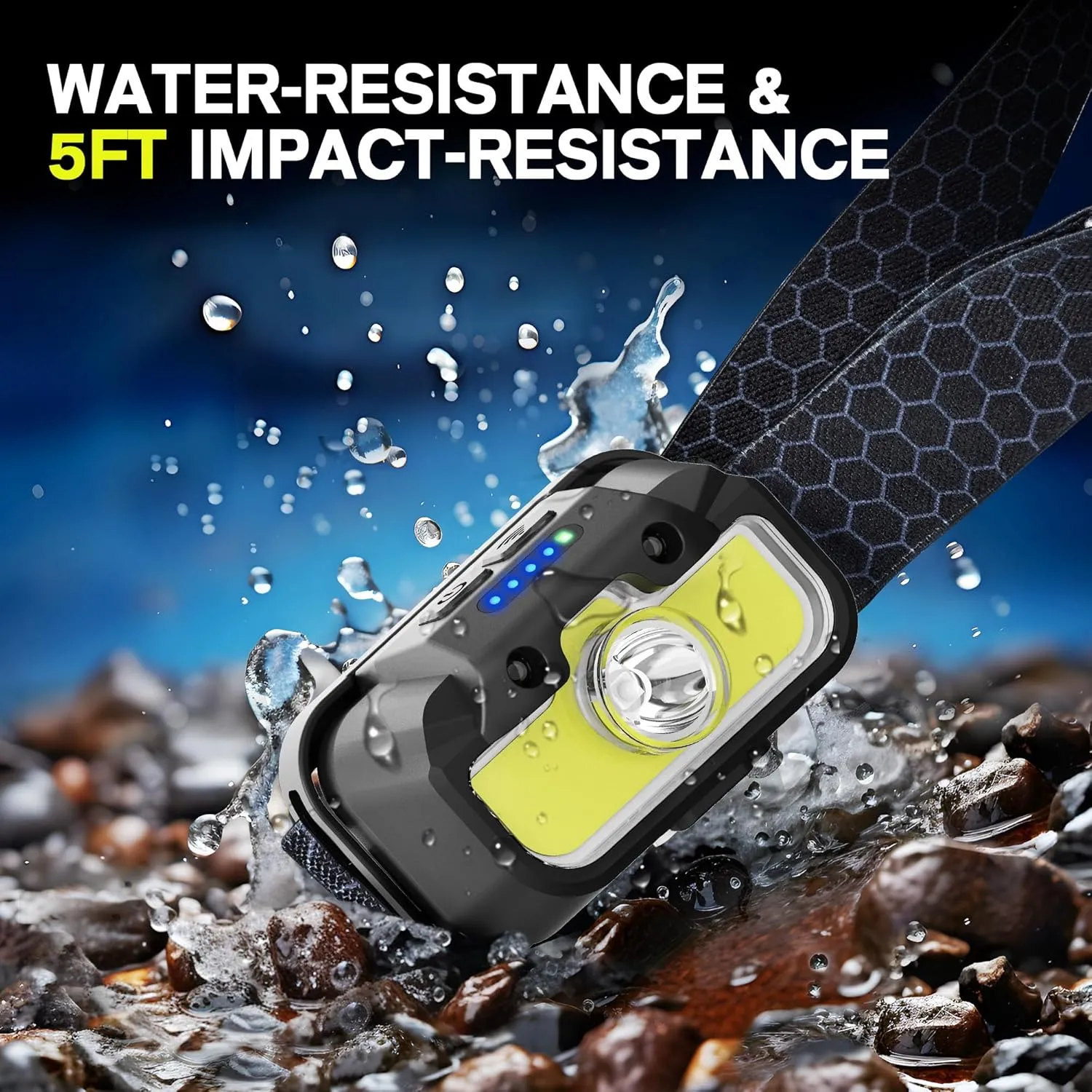 Headlamp Rechargeable, 1300 Lumen Lightweight Bright with White Green Red Headlamp Flashlight, Waterproof Motion Sensor Head Lamp,14 Modes for Outdoor Camping Running Cycling
