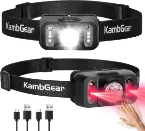 Headlamp Rechargeable 2-Pack, 1000 Lumens Ultra-Light Bright LED Rechargeable Headlight with White Red Light, Waterproof Motion Sensor Head Lamp, 8 Modes for Outdoor Fishing Camping Running Cycling