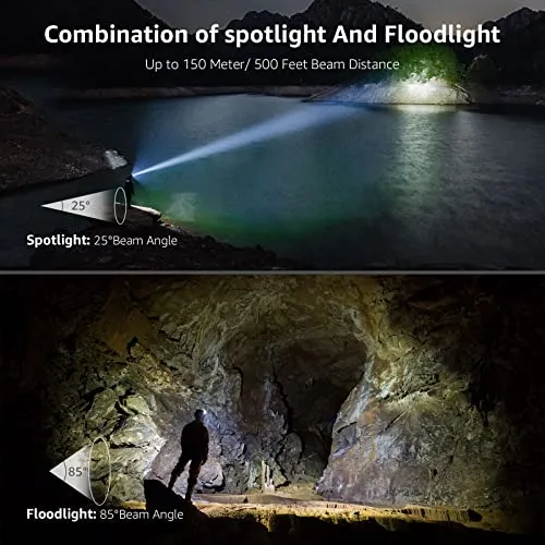 Headlamp Rechargeable,LED Head Lamp w/ 6 Modes for Camping & Hiking Gear Essentials