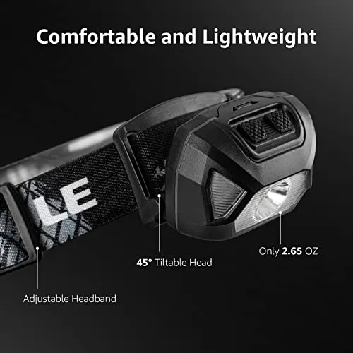 Headlamp Rechargeable,LED Head Lamp w/ 6 Modes for Camping & Hiking Gear Essentials