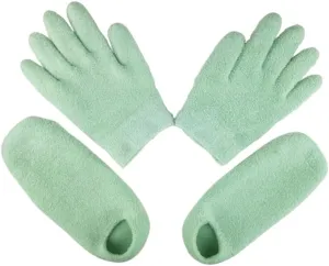 HEALLILY Moisturizing Gel Booties Gloves Set for Dry Skin Dry Hands Feet Cracked Heels Cuticles Rough Skin Dead Skin Lotions Socks for Spa Home Salon 1 Set