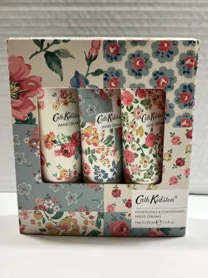 Heathcote & Ivory Cath Kidston Cottage Patchwork Honeysuckle Cornflower Hand Cream Trio Set