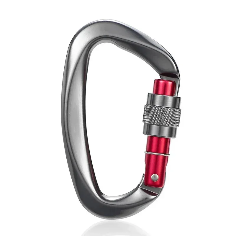 Heavy Duty 25kN Rock Climbing Carabiner | D-Shape Aluminum Locking Carabiner Clip with Safety Screw Lock & Spring-Loaded Gate for Outdoor Mountaineering, Rappelling, Hiking, Rescue, and Gear Kits