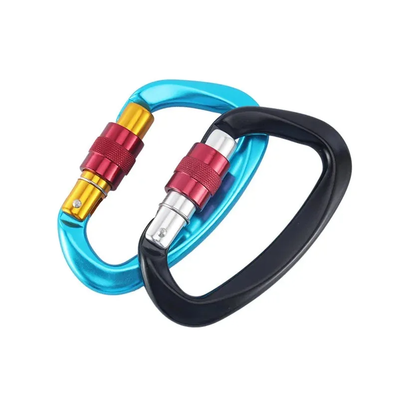 Heavy Duty 25kN Rock Climbing Carabiner | D-Shape Aluminum Locking Carabiner Clip with Safety Screw Lock & Spring-Loaded Gate for Outdoor Mountaineering, Rappelling, Hiking, Rescue, and Gear Kits