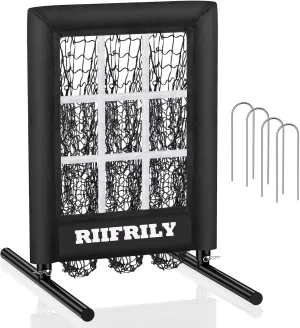Heavy-Duty 9 Hole Baseball Pitching Net with Pitching Target Pockets, Regulation Size Strike Zone, Portable Adjustable Height Pitcher Training Equipment for Baseball/Softball Practice
