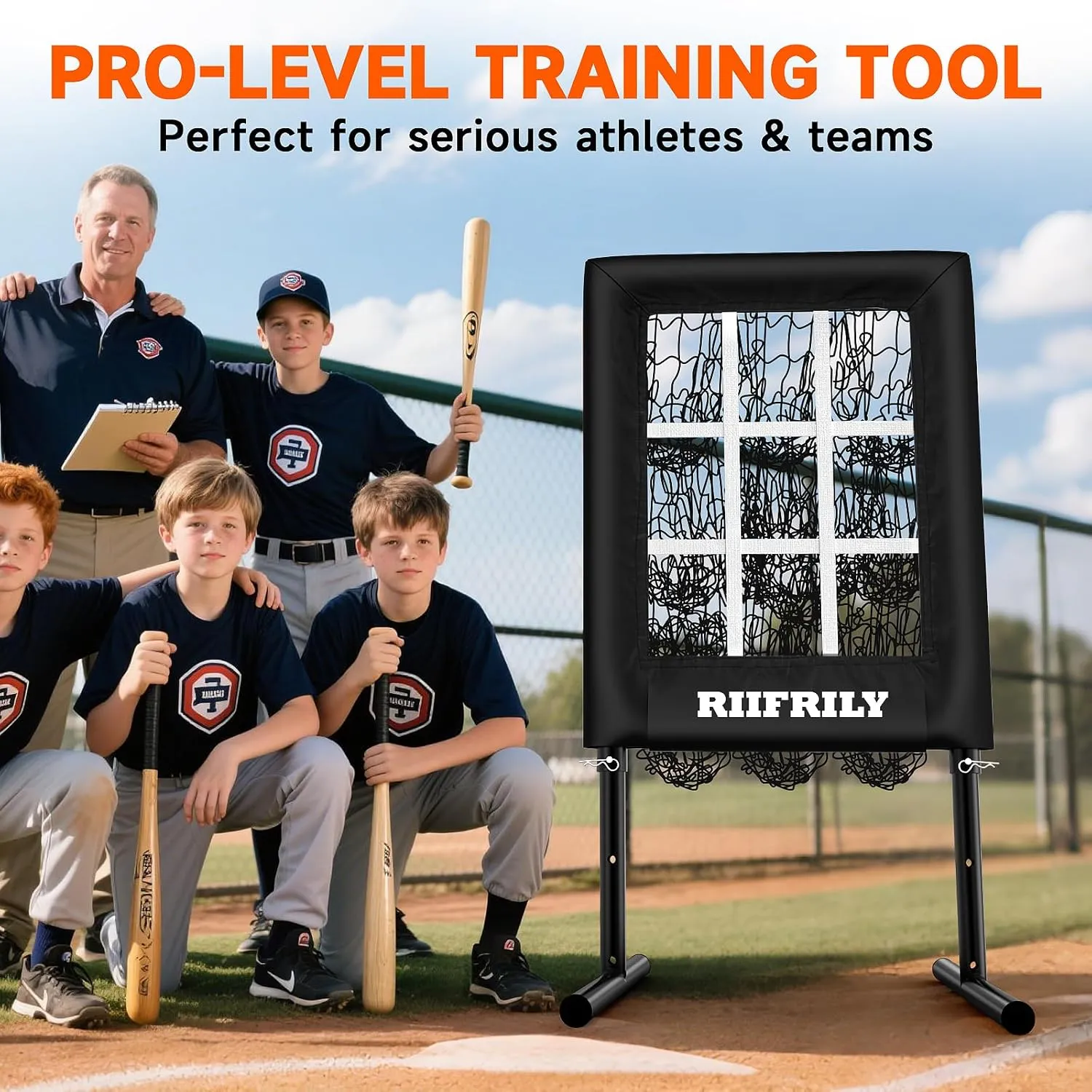 Heavy-Duty 9 Hole Baseball Pitching Net with Pitching Target Pockets, Regulation Size Strike Zone, Portable Adjustable Height Pitcher Training Equipment for Baseball/Softball Practice