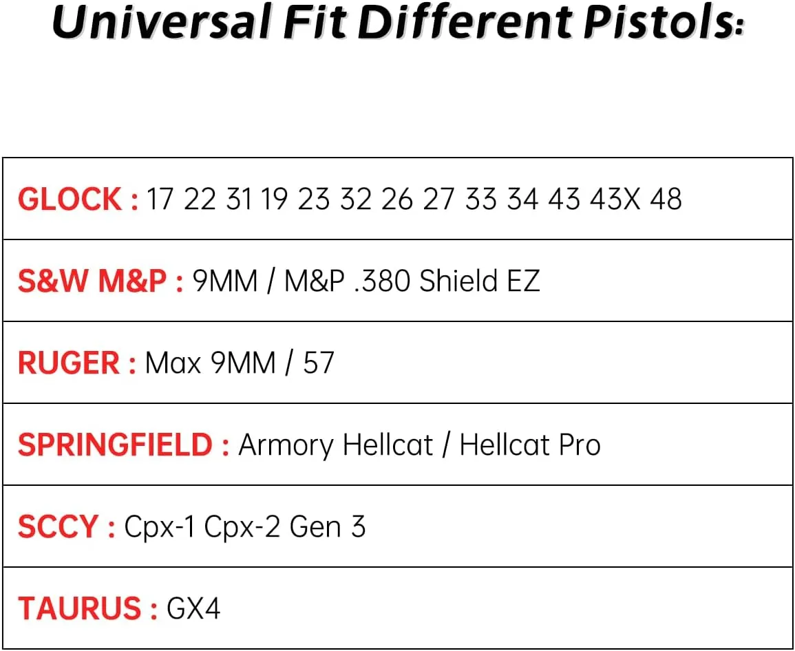 Hellcat Pro Holster, Universal Holster for Ruger 57 / Sccy CPX Gen3 / Taurus GX4 / Springfield Hellcat/Glock 17 19 19X 43 44 45 48, Adjustable Rentention Level Ⅱ Belt Gun Holsters