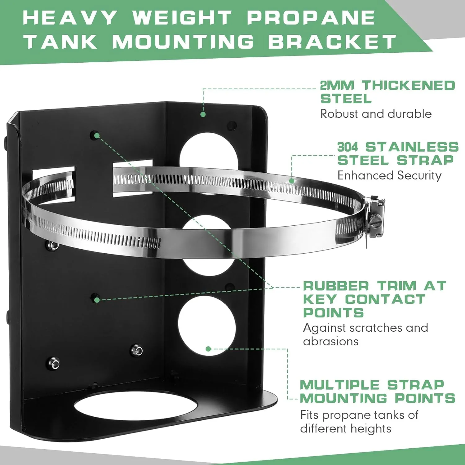 Hicarer 5 lb Propane Tank Mounting Bracket Heavy Duty Propane Tank Holder with Strap for Car RV Trailers Truck Overland Vehicles and Boat