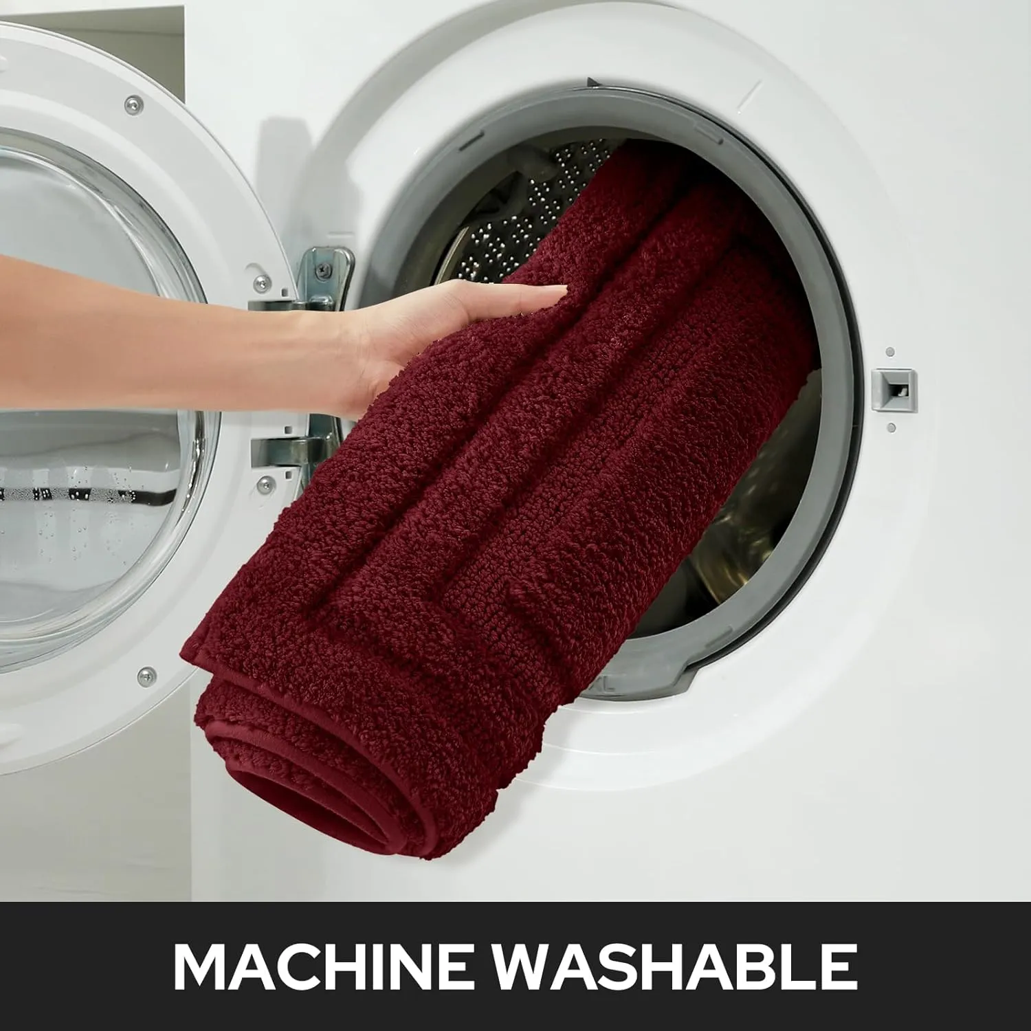 HOMEIDEAS Bathroom Rugs Sets 2 Piece, Super Soft and Absorbent Non Slip Microfiber Machine Washable Bath Mat Set (20" x 32"   16" x 24", Burgundy Red)