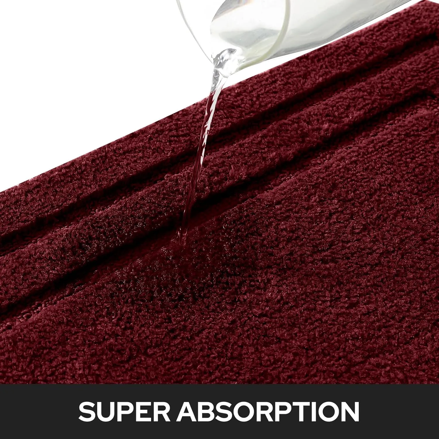 HOMEIDEAS Bathroom Rugs Sets 2 Piece, Super Soft and Absorbent Non Slip Microfiber Machine Washable Bath Mat Set (20" x 32"   16" x 24", Burgundy Red)