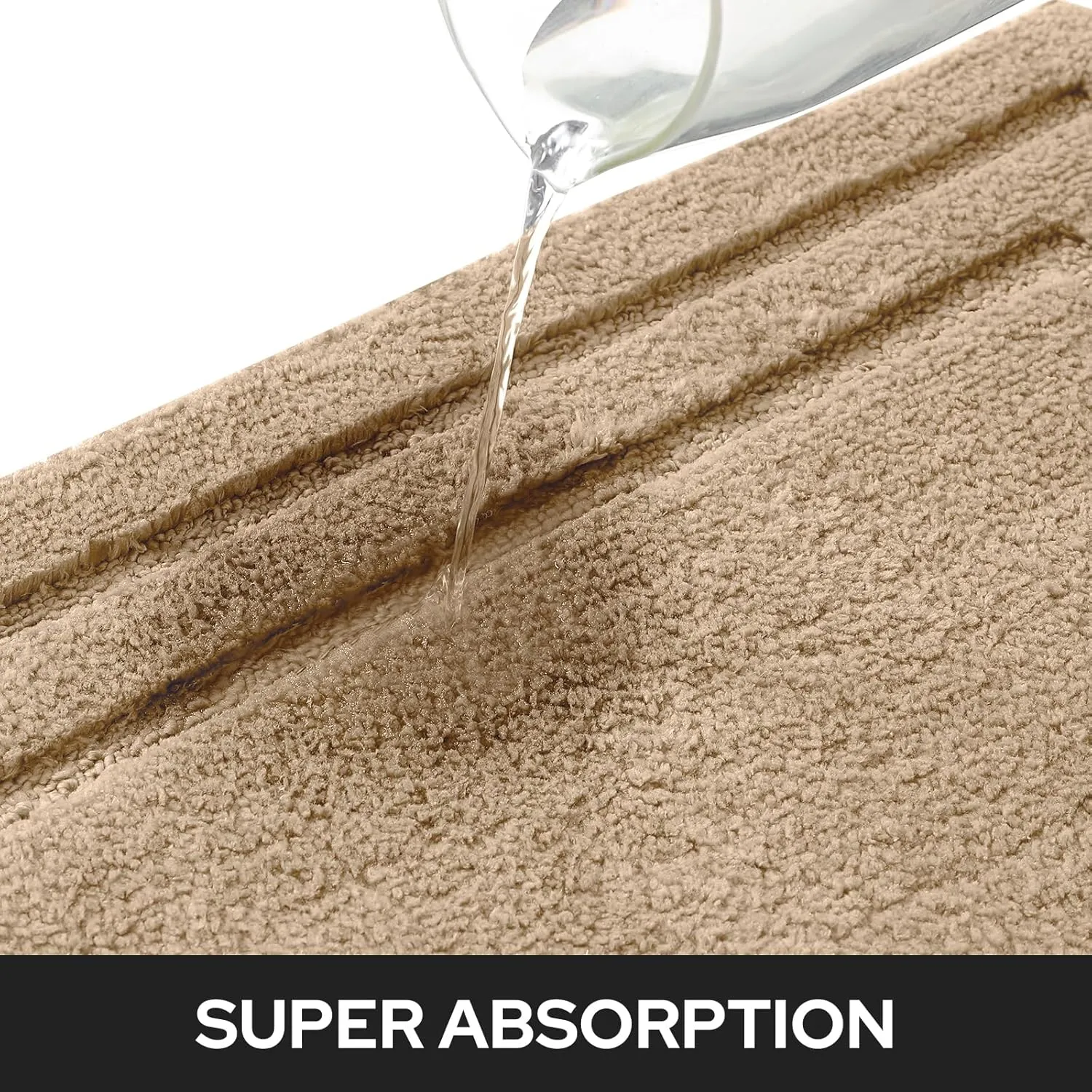 HOMEIDEAS Bathroom Rugs Sets 2 Piece, Super Soft and Absorbent Non Slip Microfiber Machine Washable Bath Mat Set (20" x 32"   16" x 24", Khaki)