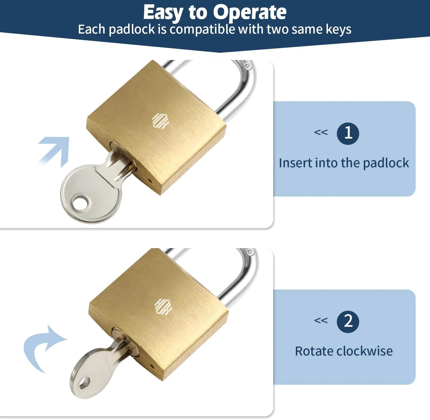 HOX 6-Pack Keyed Padlock, Waterproof and Rustproof, Solid Brass Lock with 1-1/4" Wide Body, Padlock with Keys for Storage Unit, Sheds, Garages and Fence