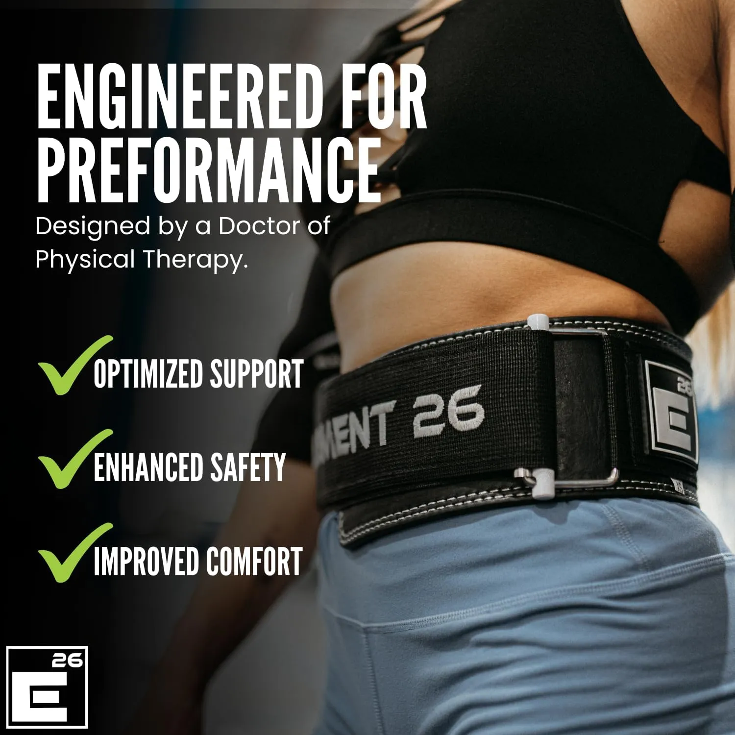 Hybrid Leather Weightlifting Belt for Men & Women - Self locking Adjustable Leather Lifting Belt for Powerlifting, Olympic lifting & Functional Fitness - Weight Belt, Squat Belt, Back Support - Patented