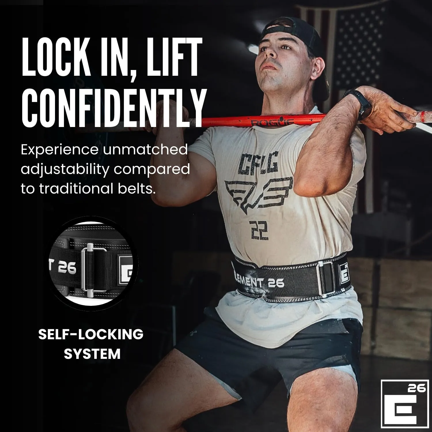 Hybrid Leather Weightlifting Belt for Men & Women - Self locking Adjustable Leather Lifting Belt for Powerlifting, Olympic lifting & Functional Fitness - Weight Belt, Squat Belt, Back Support - Patented