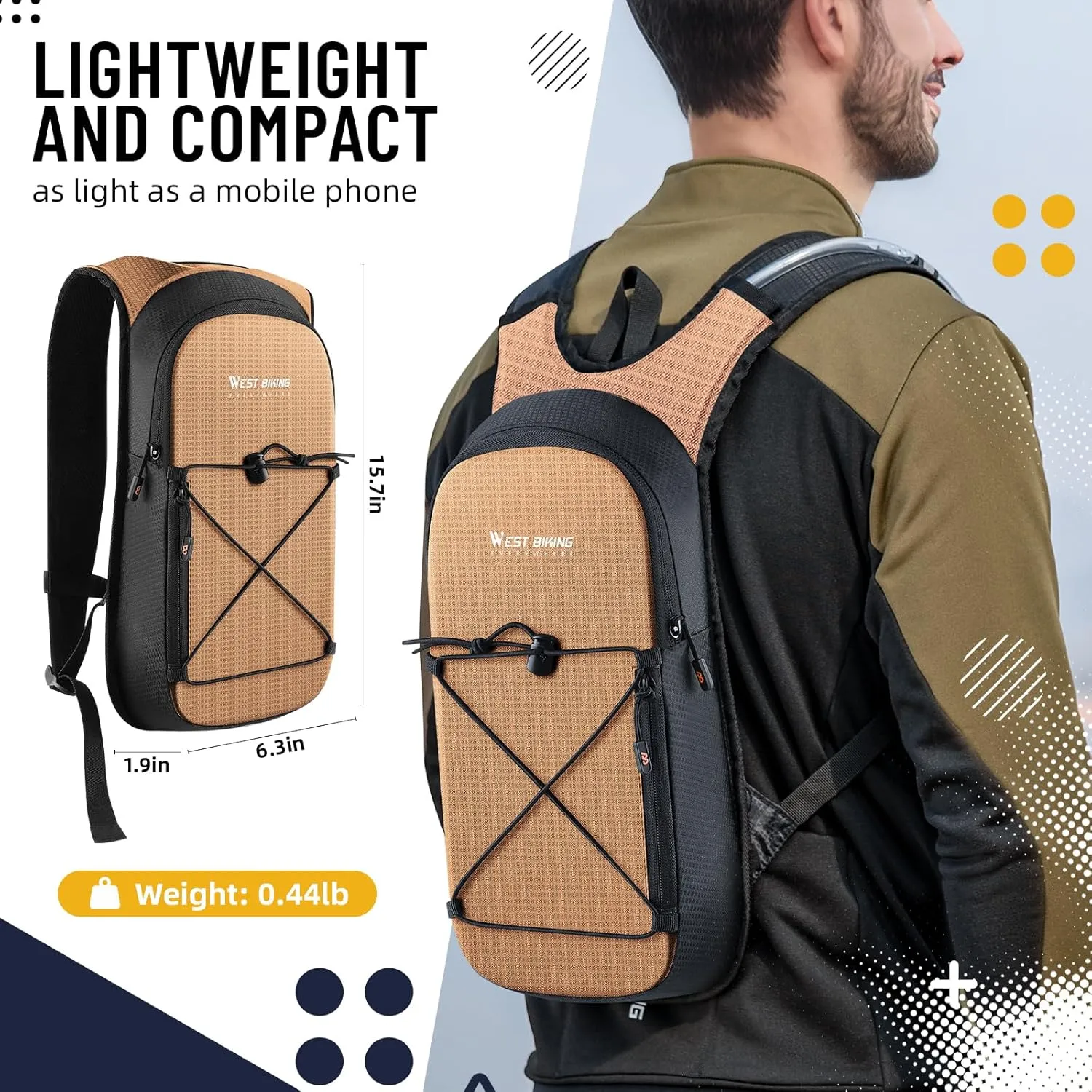 Hydration Backpack with TPU Hydration Bladder, Lightweight Hiking Water Backpack, Hydration Pack with 2L Water Bladder for Running, Cycling Climbing Camping Outdoor Sports