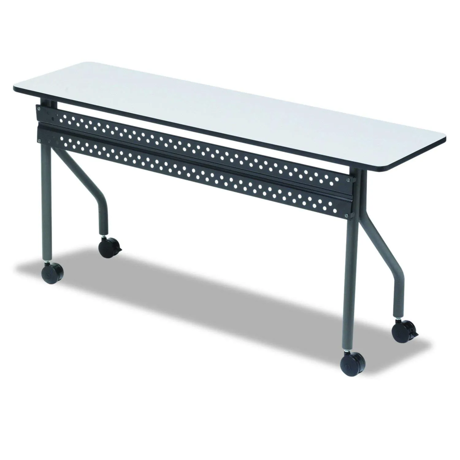 Iceberg Officeworks Mobile Training Table with Two Locking Wheels, Gray and Charcoal, 72" L x 18" W x 29" H