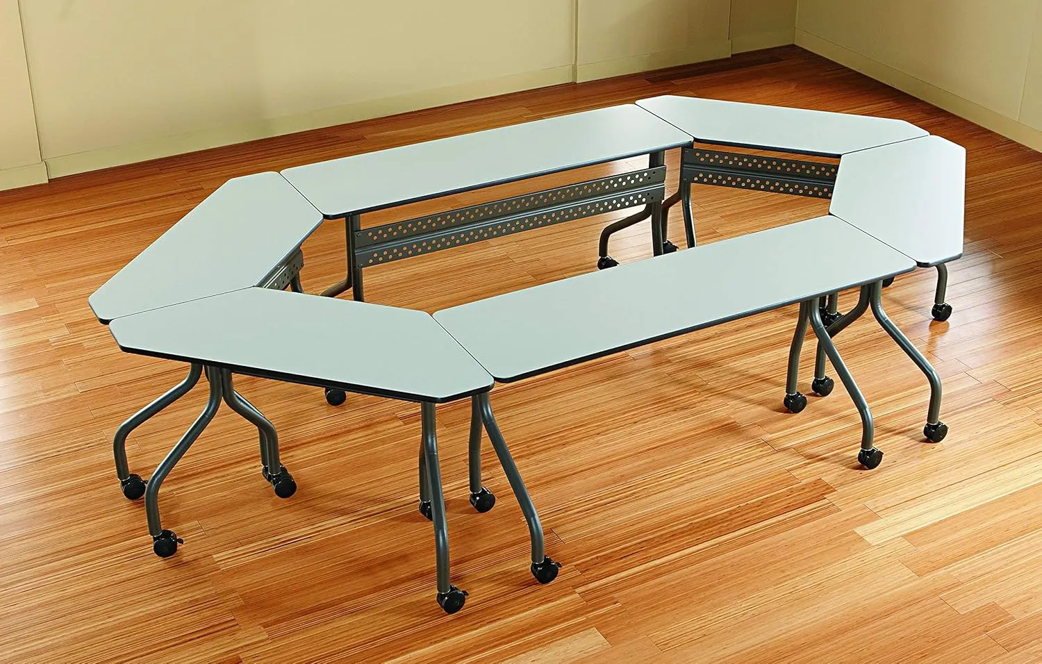 Iceberg Officeworks Mobile Training Table with Two Locking Wheels, Gray and Charcoal, 72" L x 18" W x 29" H
