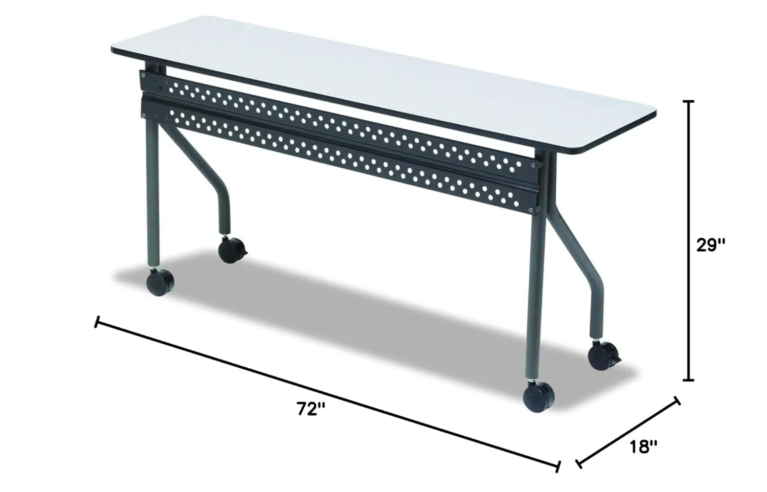 Iceberg Officeworks Mobile Training Table with Two Locking Wheels, Gray and Charcoal, 72" L x 18" W x 29" H