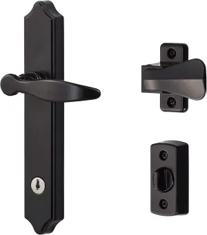 Ideal Security 1216 Surface Mount Storm Door Handle with Lock and Key for 1 – 1 ½ inches Thick Doors (Black, 4-Posts)