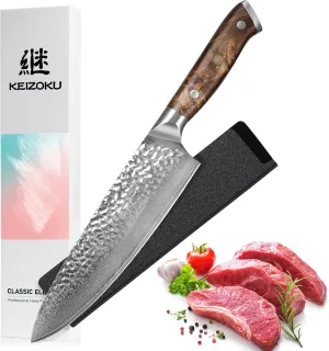 Japanese Chef Knife, 10Cr15MOV Damascus Steel, 8 Inch Ultra Sharp Professional Kitchen Slicing Knife with G10 Handle & Sheath (8 Inch Chef Knife)