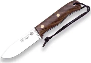 Joker Campero Knife CN118, Blade 4.13 inches of Böhler K720 Carbon Steel, Brown Leather Sheath includes, Tool for Fishing, Hunting, Camping and Hiking (Walnut Wood, Leather Sheath)