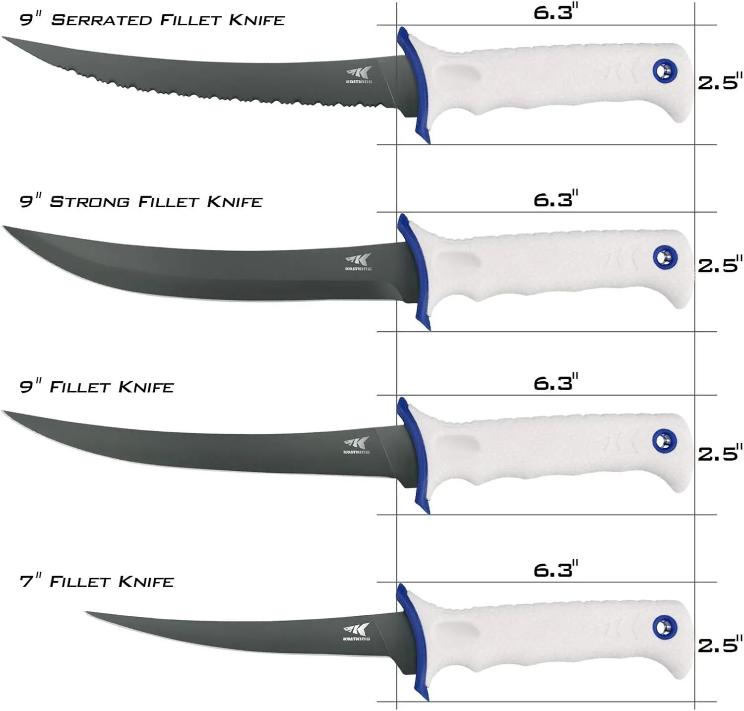 KastKing Spartacus Fillet Knife, Razor Sharp 8Cr14 Stainless-Steel Blade, Boning and Food Prep Knives, Durable/Comfortable Handles, Protective Sheath, Perfect for Fresh or Saltwater