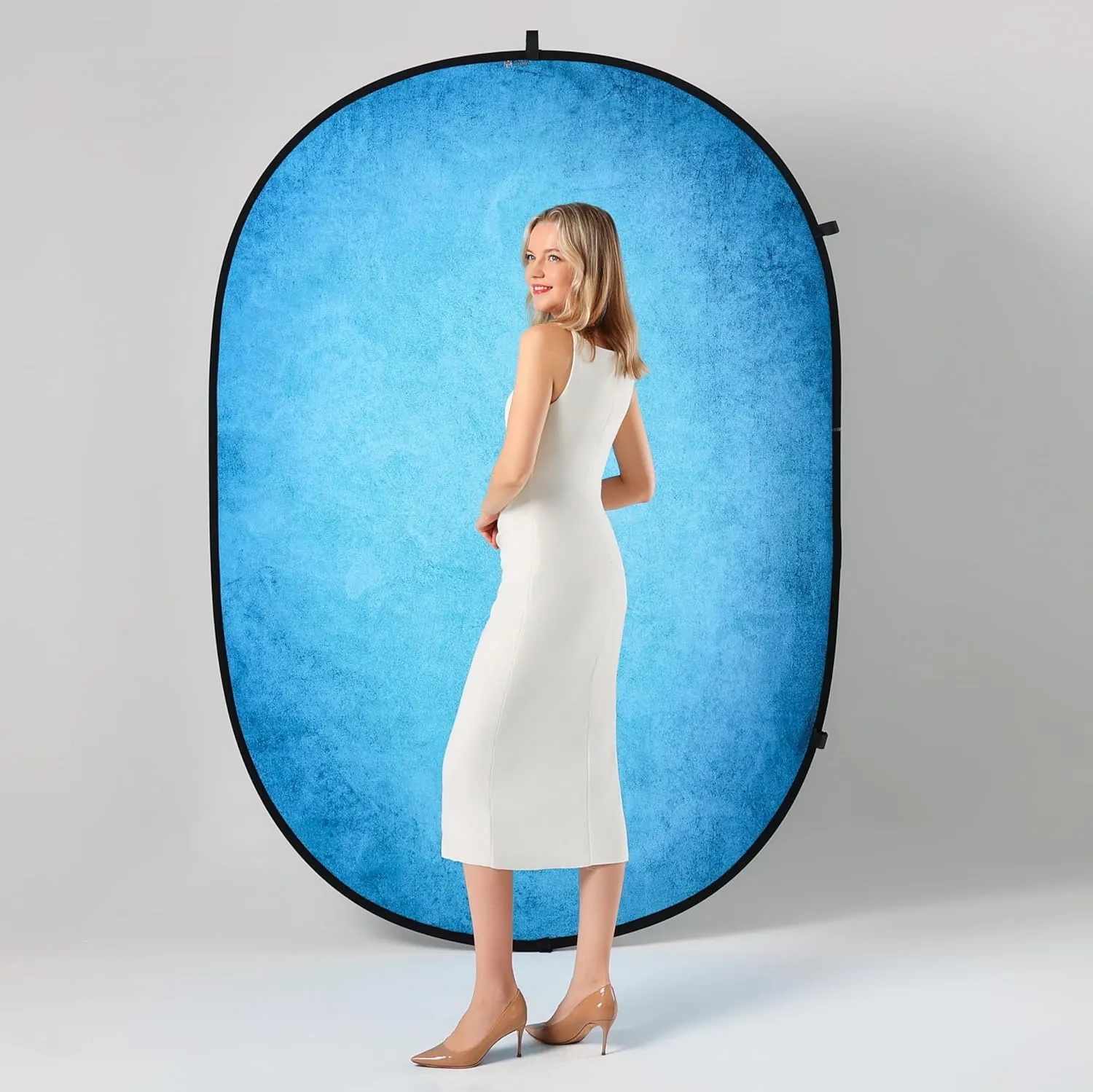 Kate Collapsible Backdrop Pop Up Photo Backdrops Gray Blue Folded Background for Portrait Photography, for Video, for Live Stream, 5x6.5ft