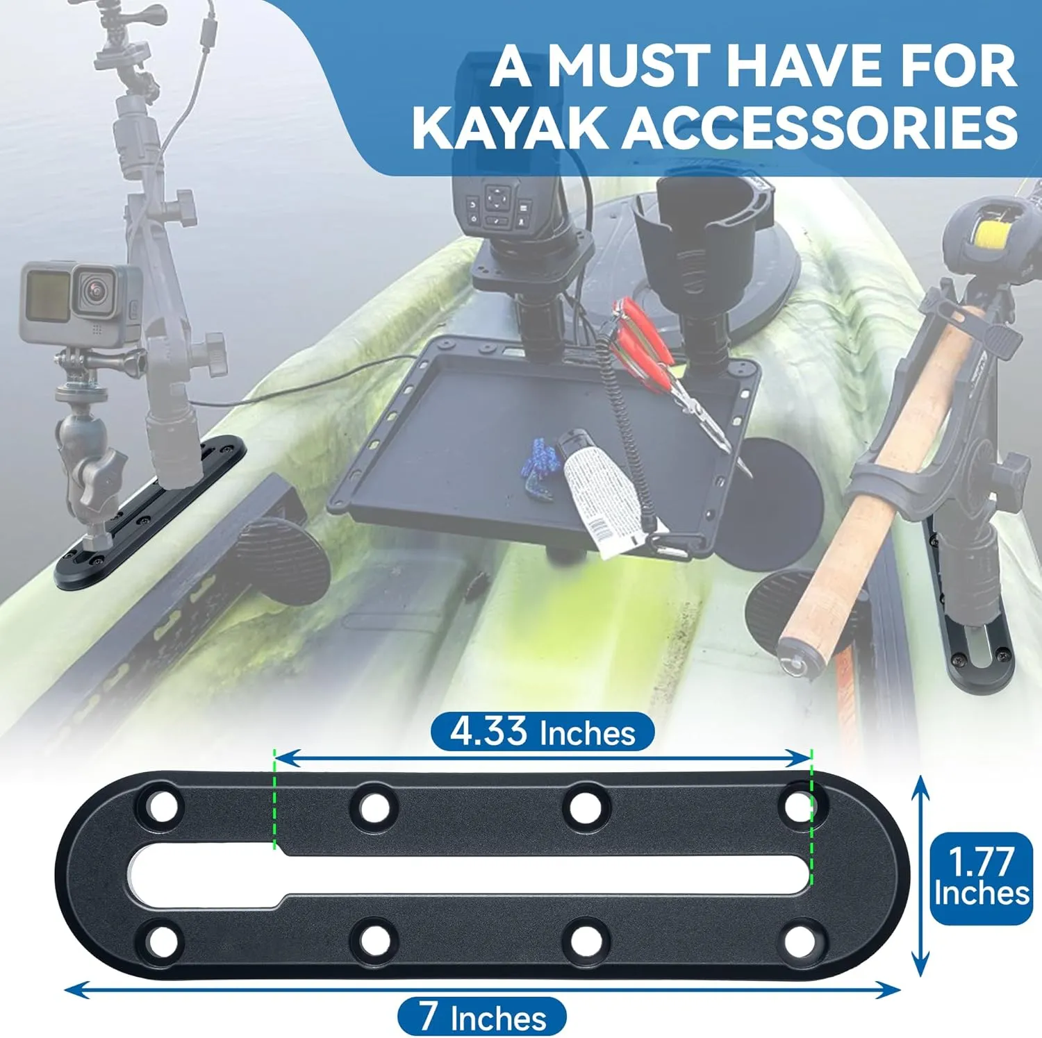 Kayak Track, Kayak Low Profile Track for Fishing Rod Holder, Kayak Track Accessories for Cup Holder, Kayak Accessories Mount Track, Kayak Rail Track for Paddle Holders