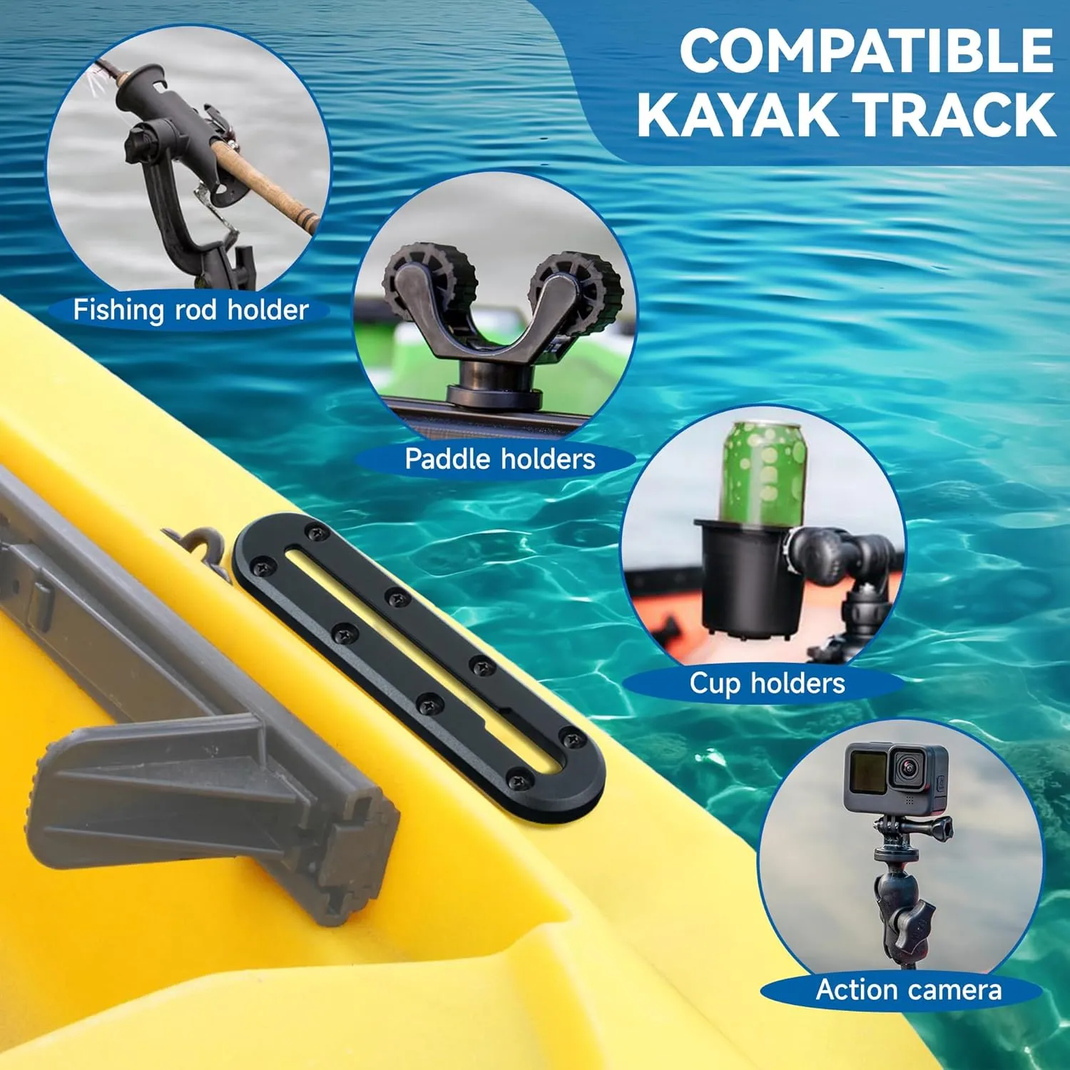 Kayak Track, Kayak Low Profile Track for Fishing Rod Holder, Kayak Track Accessories for Cup Holder, Kayak Accessories Mount Track, Kayak Rail Track for Paddle Holders