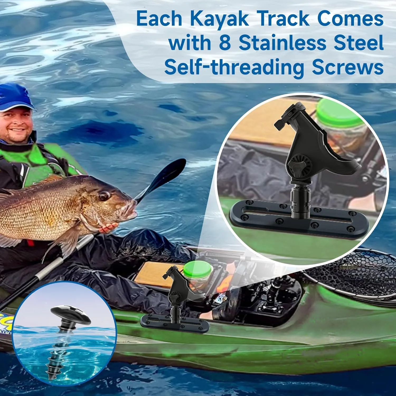 Kayak Track, Kayak Low Profile Track for Fishing Rod Holder, Kayak Track Accessories for Cup Holder, Kayak Accessories Mount Track, Kayak Rail Track for Paddle Holders