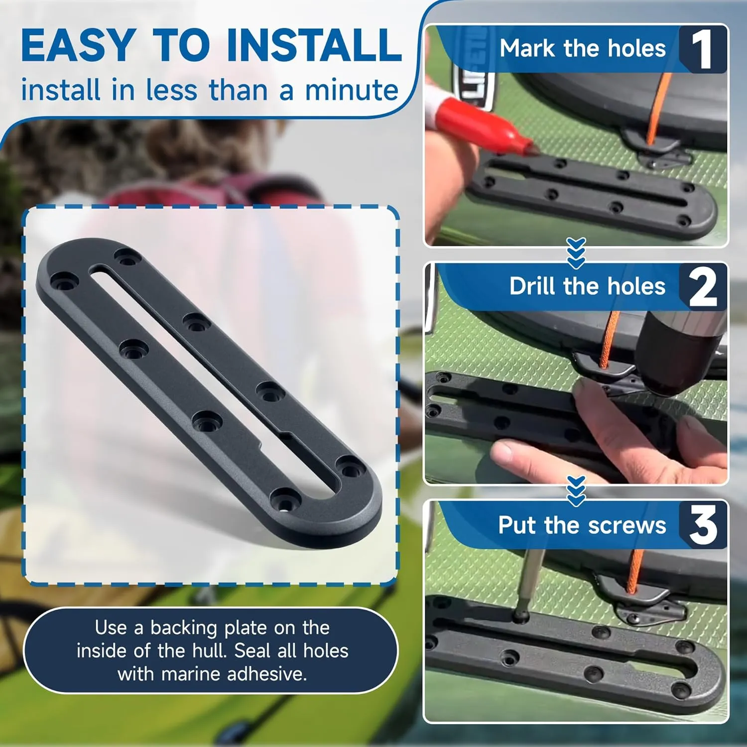 Kayak Track, Kayak Low Profile Track for Fishing Rod Holder, Kayak Track Accessories for Cup Holder, Kayak Accessories Mount Track, Kayak Rail Track for Paddle Holders