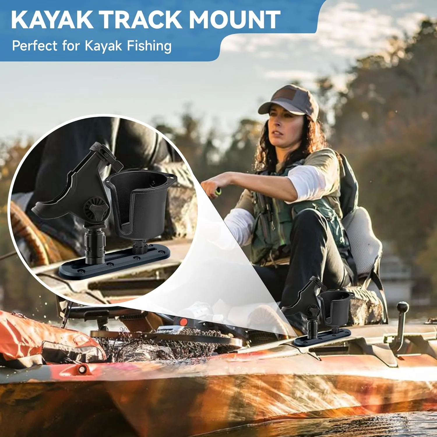 Kayak Track, Kayak Low Profile Track for Fishing Rod Holder, Kayak Track Accessories for Cup Holder, Kayak Accessories Mount Track, Kayak Rail Track for Paddle Holders