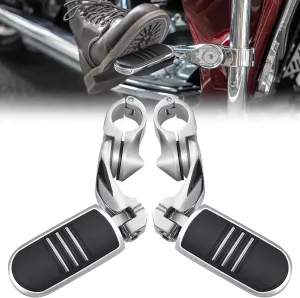 KEMIMOTO Motorcycle Highway Pegs Adjustable 1.25" Highway Foot Pegs Footrest Short Angled Compatible with Softail Sportster Electra Road Glide Road King Street Glide,Chrome