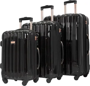 kensie Women's Alma Luggage, Black, 3 Piece Set (28"/24"/20")