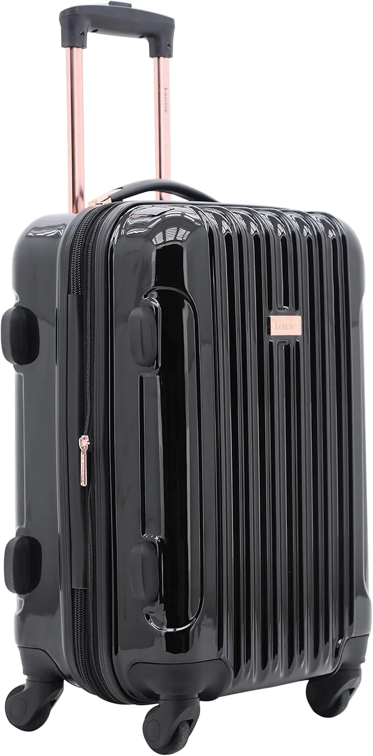 kensie Women's Alma Luggage, Black, 3 Piece Set (28"/24"/20")