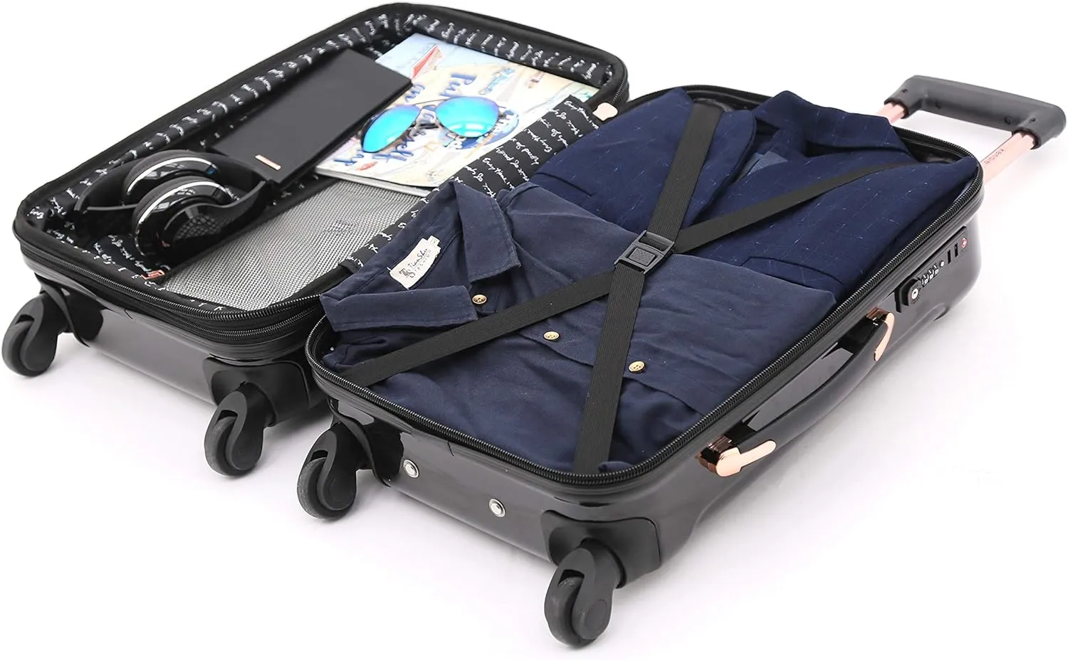 kensie Women's Alma Luggage, Black, 3 Piece Set (28"/24"/20")