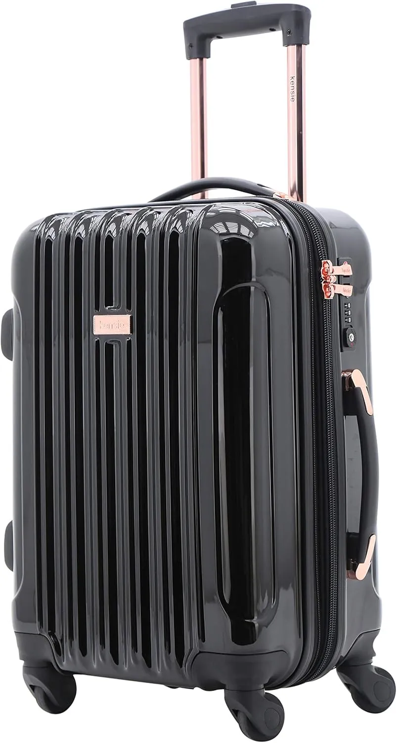 kensie Women's Alma Luggage, Black, 3 Piece Set (28"/24"/20")