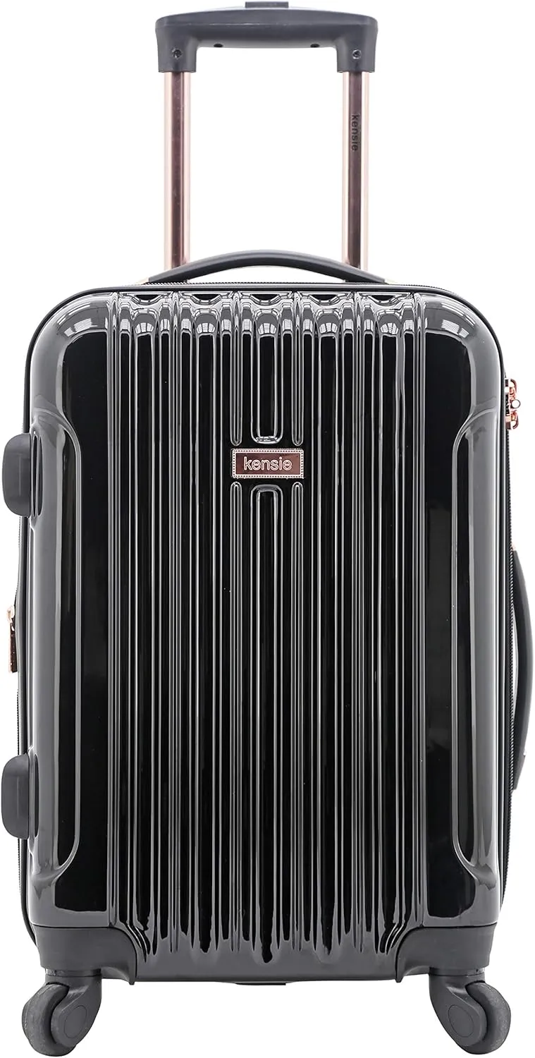 kensie Women's Alma Luggage, Black, 3 Piece Set (28"/24"/20")