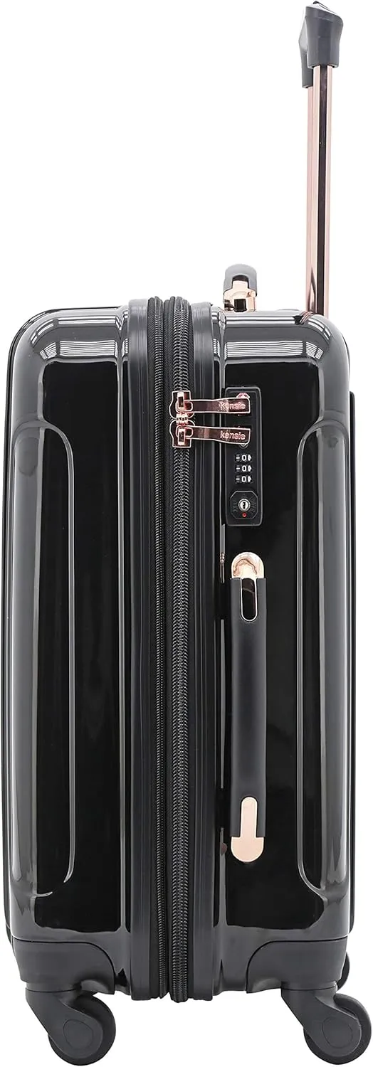 kensie Women's Alma Luggage, Black, 3 Piece Set (28"/24"/20")