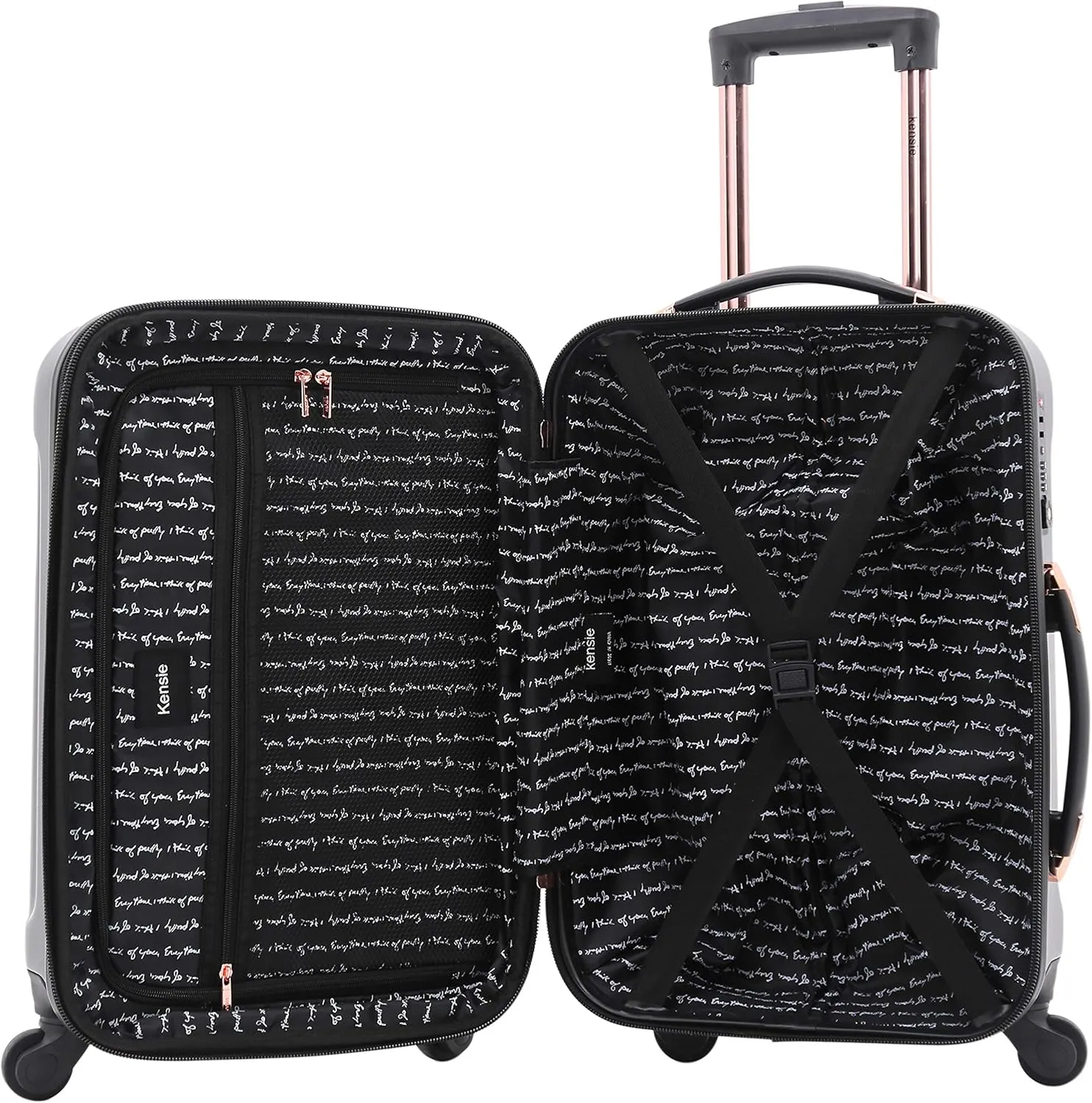 kensie Women's Alma Luggage, Black, 3 Piece Set (28"/24"/20")
