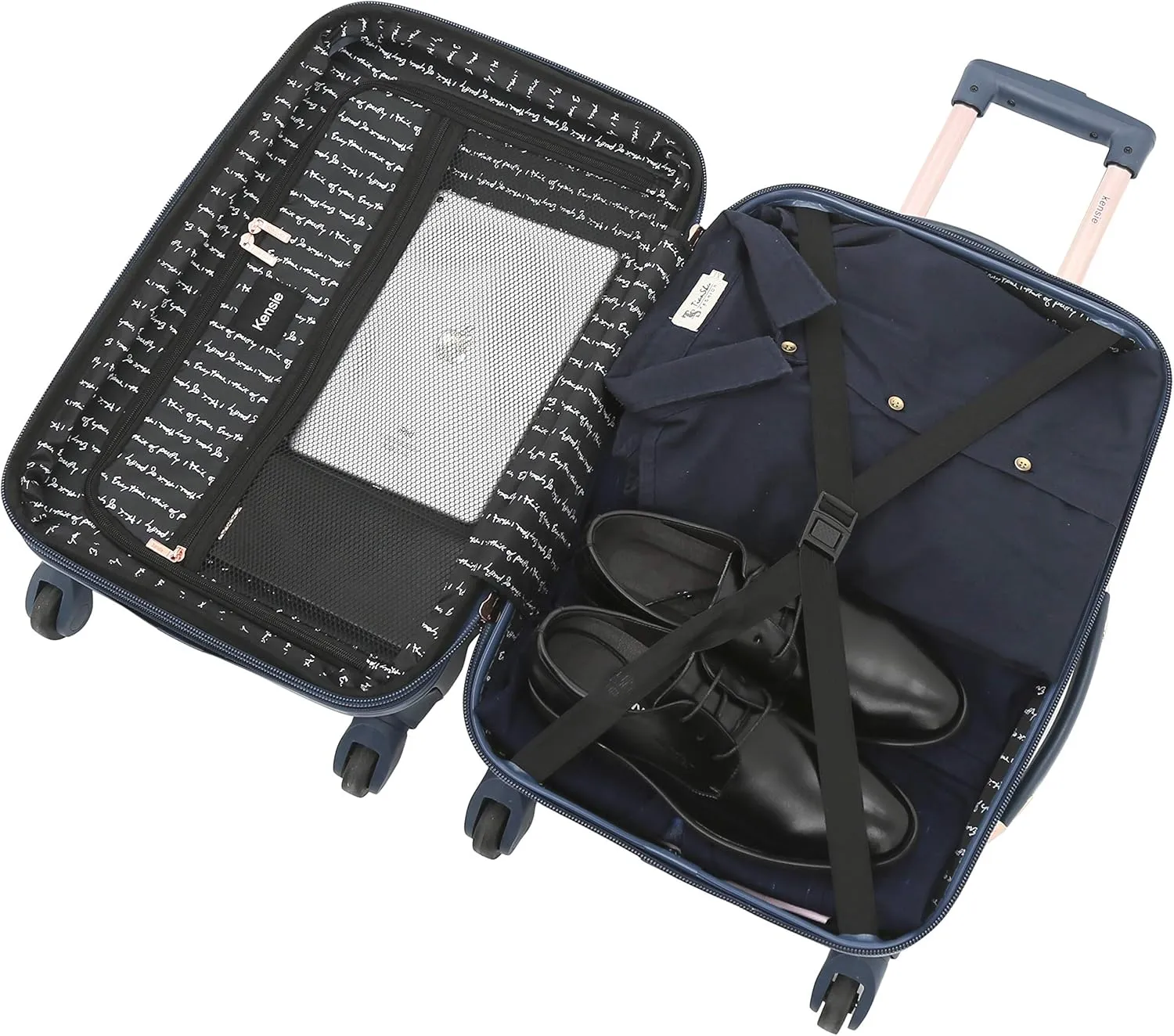 kensie Women's Alma Luggage, Midnight Blue, 3 Piece Set (28"/24"/20")
